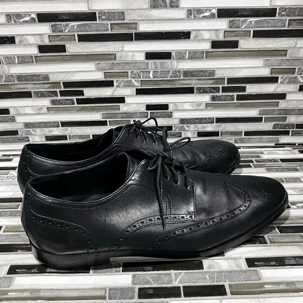 Cole Haan Grand OS C23793 Jefferson Leather Black‎ Wingtip Shoes Mens Size 13 M